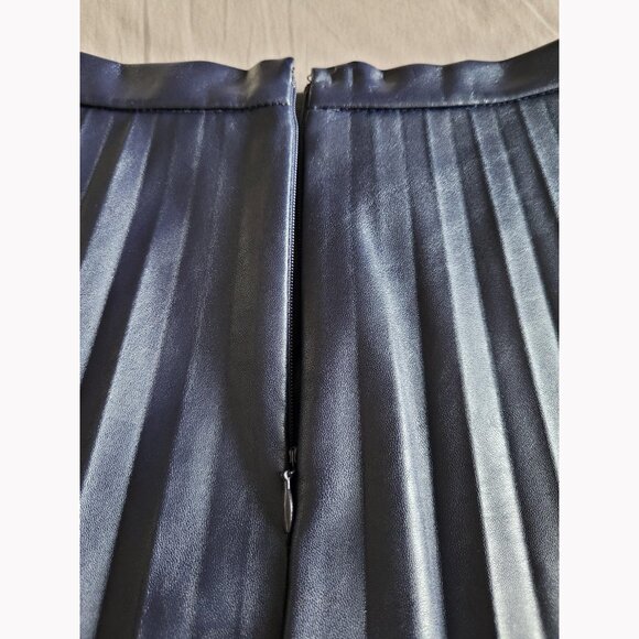 J. Crew Navy Pleated Pleather Skirt (2P) - Picture 7 of 11